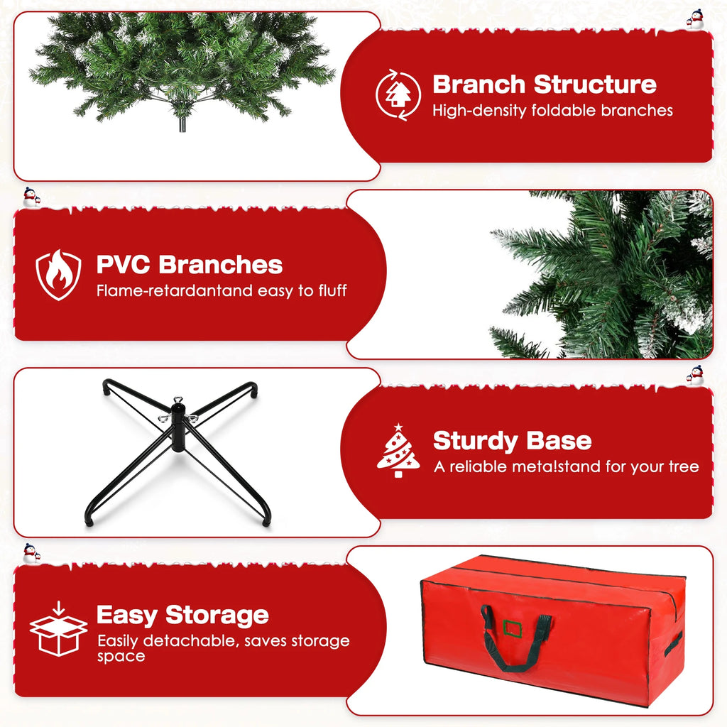 Yexmas 9ft Pre-Lit Green Christmas Tree, 11 Modes Colored LED Lights, Artificial Xmas Tree with Large Storage Bag
