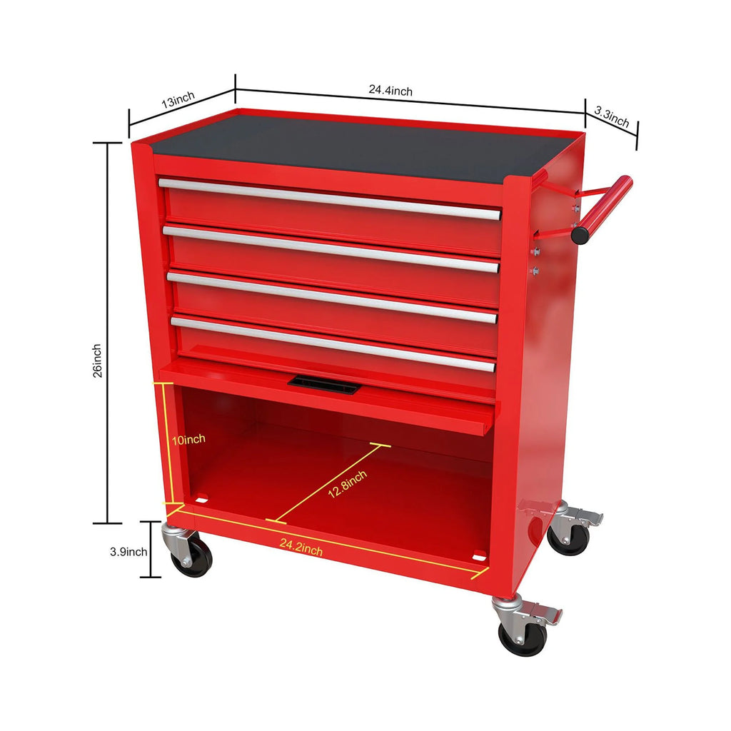Roromall Rolling Tool Chest Removable Metal Tool Cart Storage Cabinet Tool Set with 4 Wheels Drawers and Tools