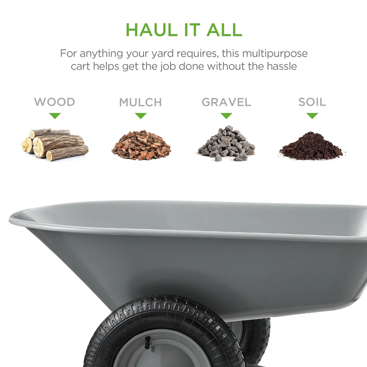 Best Choice Products Dual-Wheel Home Wheelbarrow Yard Garden Cart for Lawn, Construction - Green
