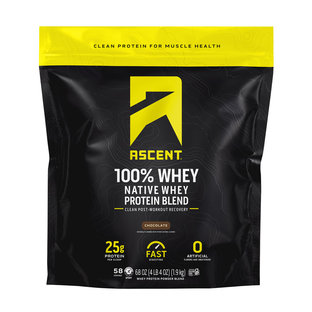 Ascent 100% Whey, Native Whey Protein Blend, Chocolate, 4.25 lbs