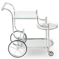 Topbuy Serving Cart Kitchen Bar Wine Tea Cart Glass Shelves with Wheels