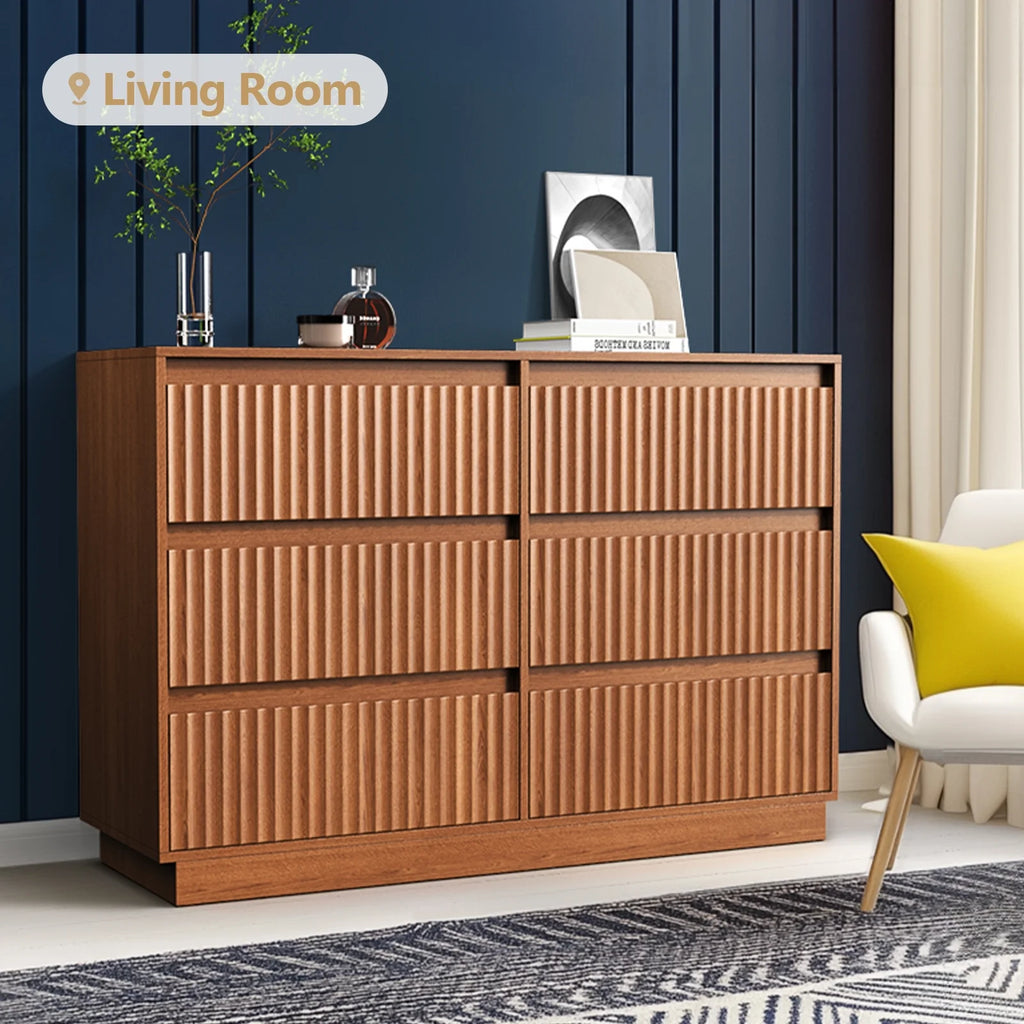 Wood Dresser, 6 Drawer Dresser for Bedroom, Modern Chest of Drawers with Deep Drawers Waterproof Living Room, Hallway, Entryway