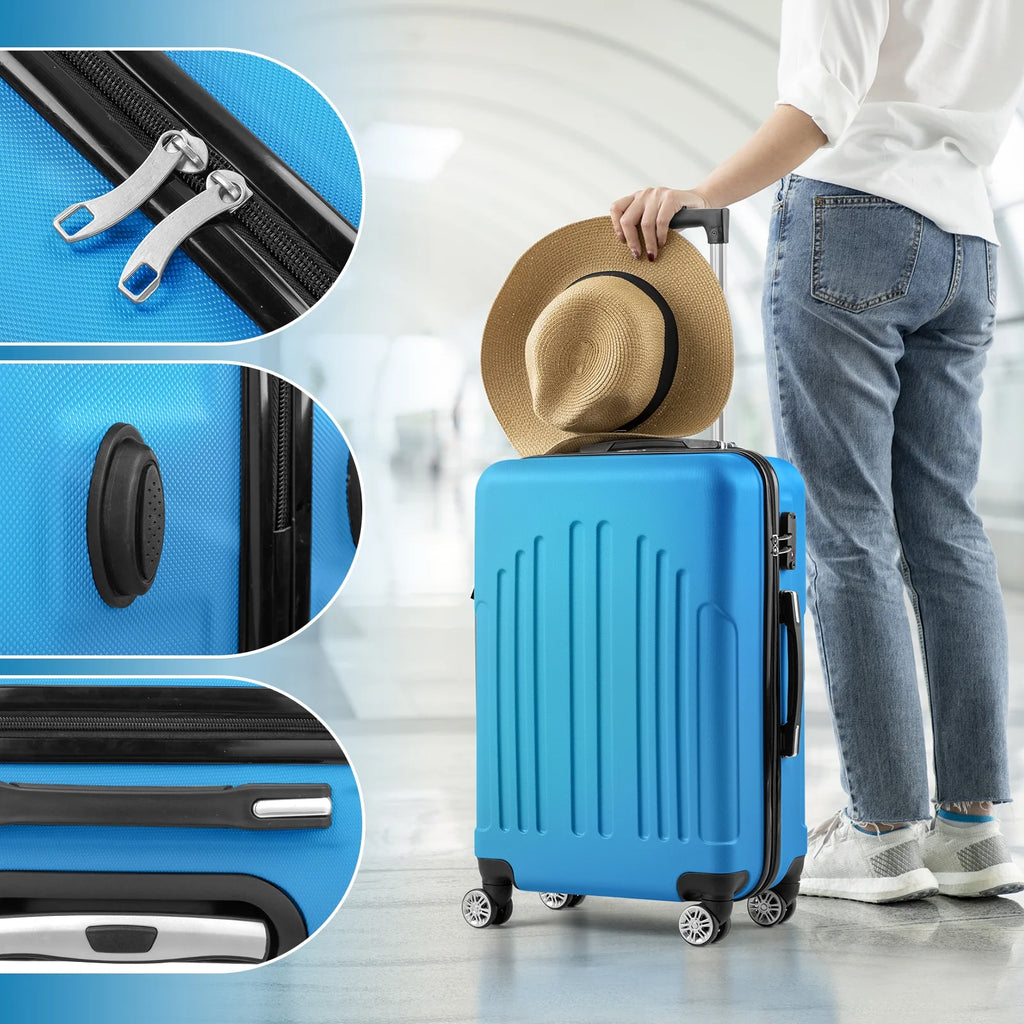 Zimtown 3 Piece Nested Spinner Suitcase Luggage Set With TSA Lock Royal Blue