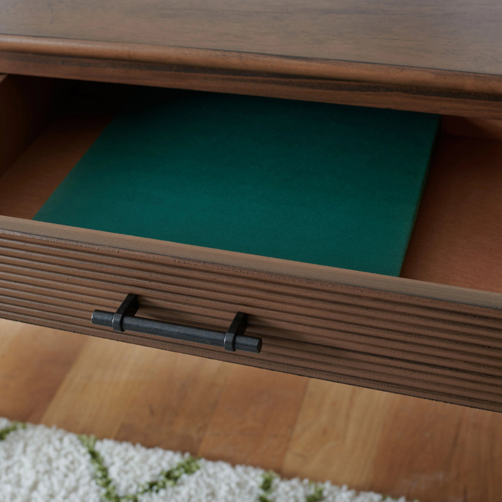 SAFAVIEH Layce Solid Retro 2 Drawer Writing Desk, Brown