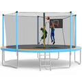 SHINPT 14ft Trampoline for Kids, Outdoor Trampoline with Net, Big Trampoline with Basketball Hoop and Ladder, Heavy Duty Trampoline with No-gap Design, Backyard Trampolines for Adult