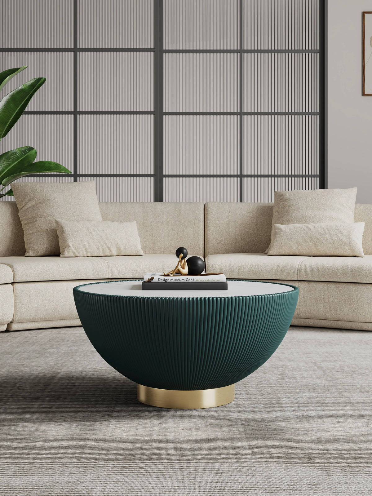 Manhattan Comfort Anderson Coffee Table with Steel Frame in Gray