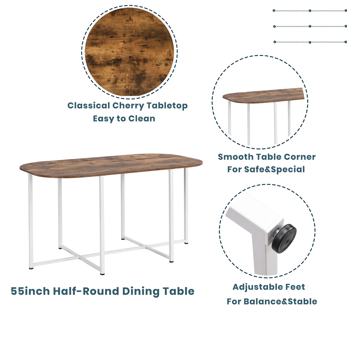 7-Piece Dining Table Set with 6Stools - Industrial Compact Kitchen Table & Chairs Sets, Space-Saving Design for Apartment, Small Space, Breakfast Nook