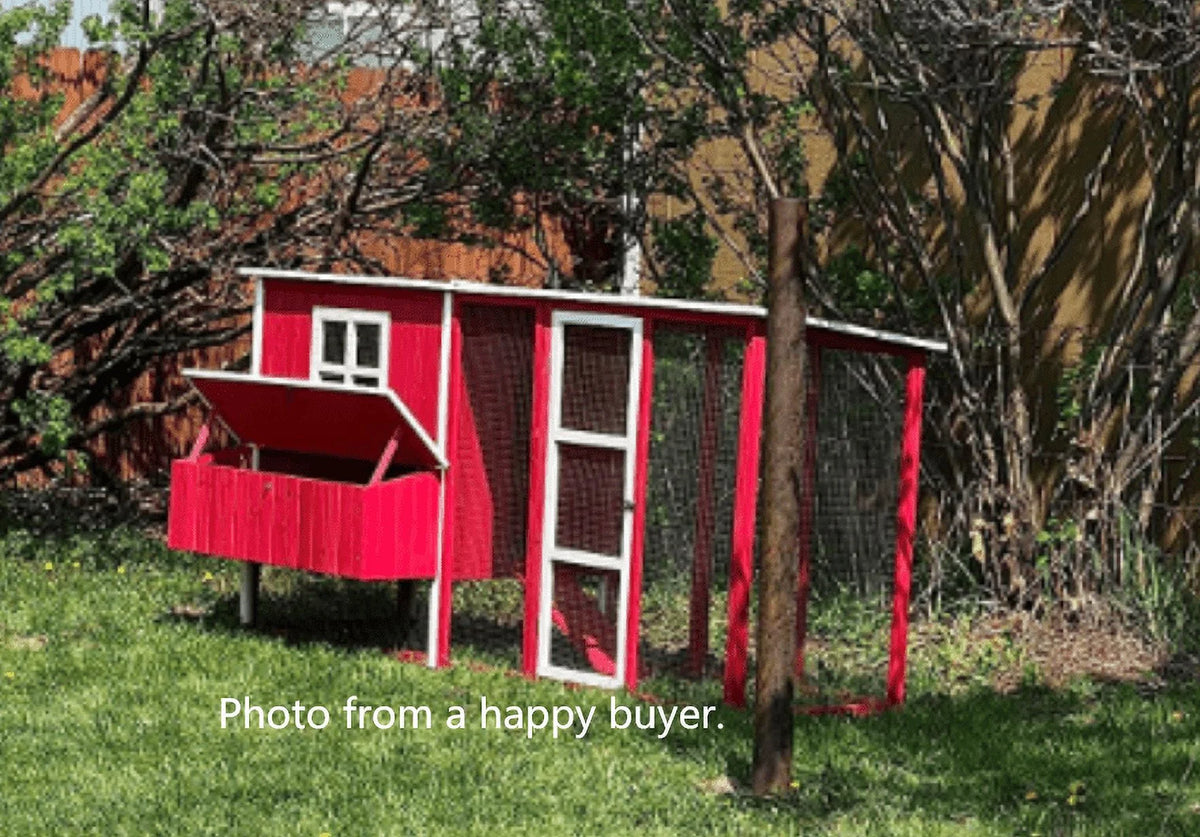 Wooden Portable Backyard Chicken Coop and Run with Chicken Coops, Red Fits 4-6 Chickens
