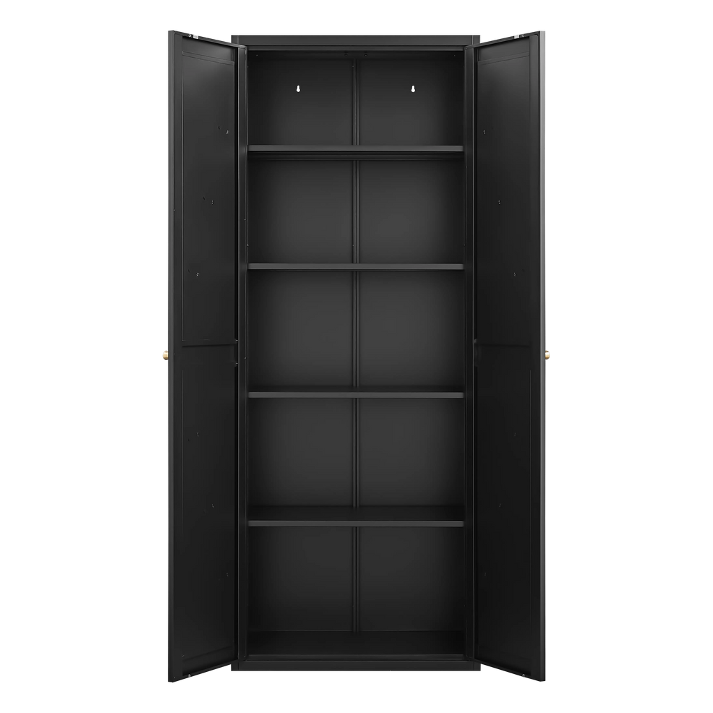 Aukfa 71" Freestanding Kitchen Pantry Storage Cabinet with 4 Adjustable Shelves, Metal Food Pantry Cupboard for Kitchen/Garage/Office, White