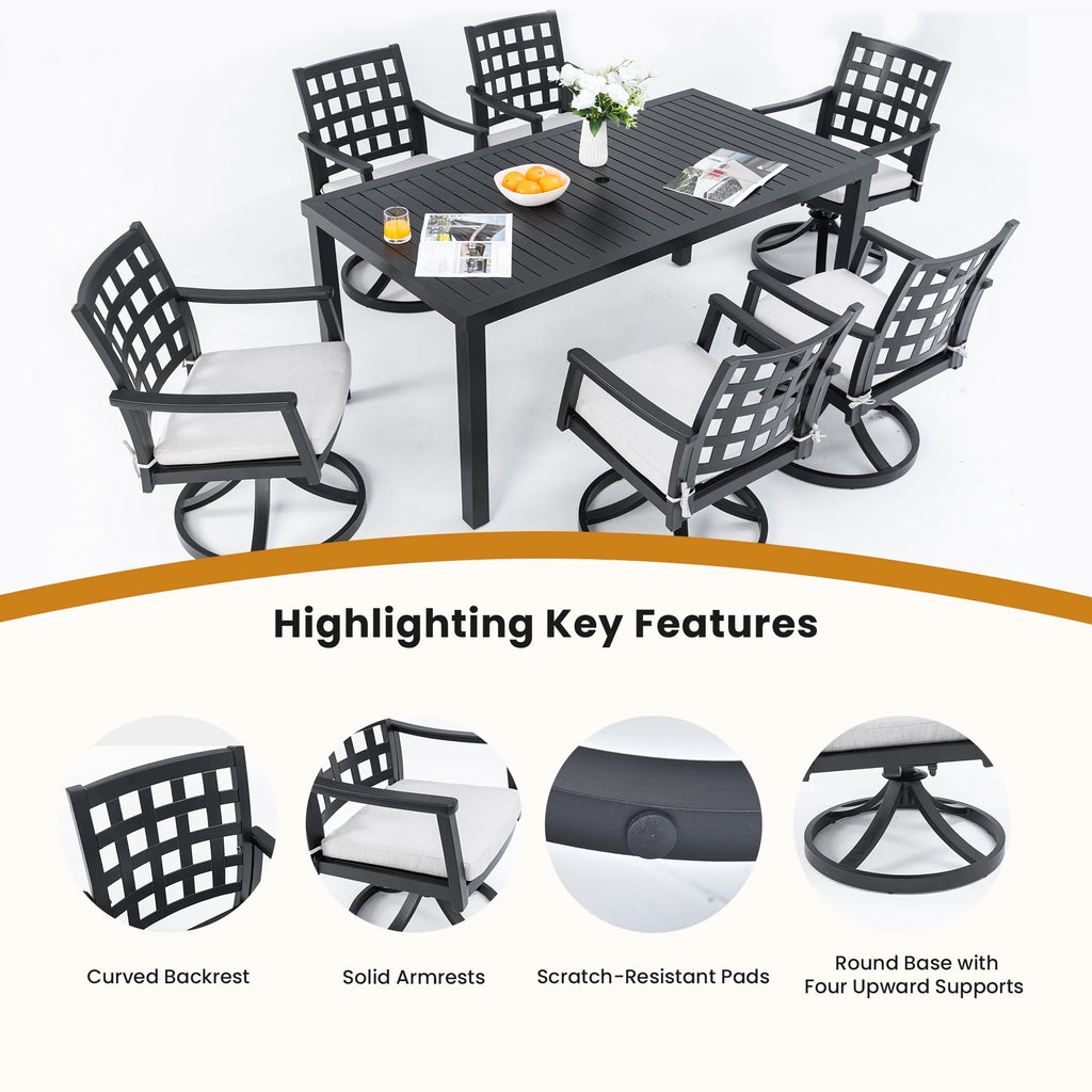 Outdoor Patio K/D Aluminum Stationary Dining Chairs 2PCS with Outdoor-grade Sunbrella Fabric Cushions, Branch-Like Backrest ,FSC-Certified Wood Armrests, Bourbon Brown