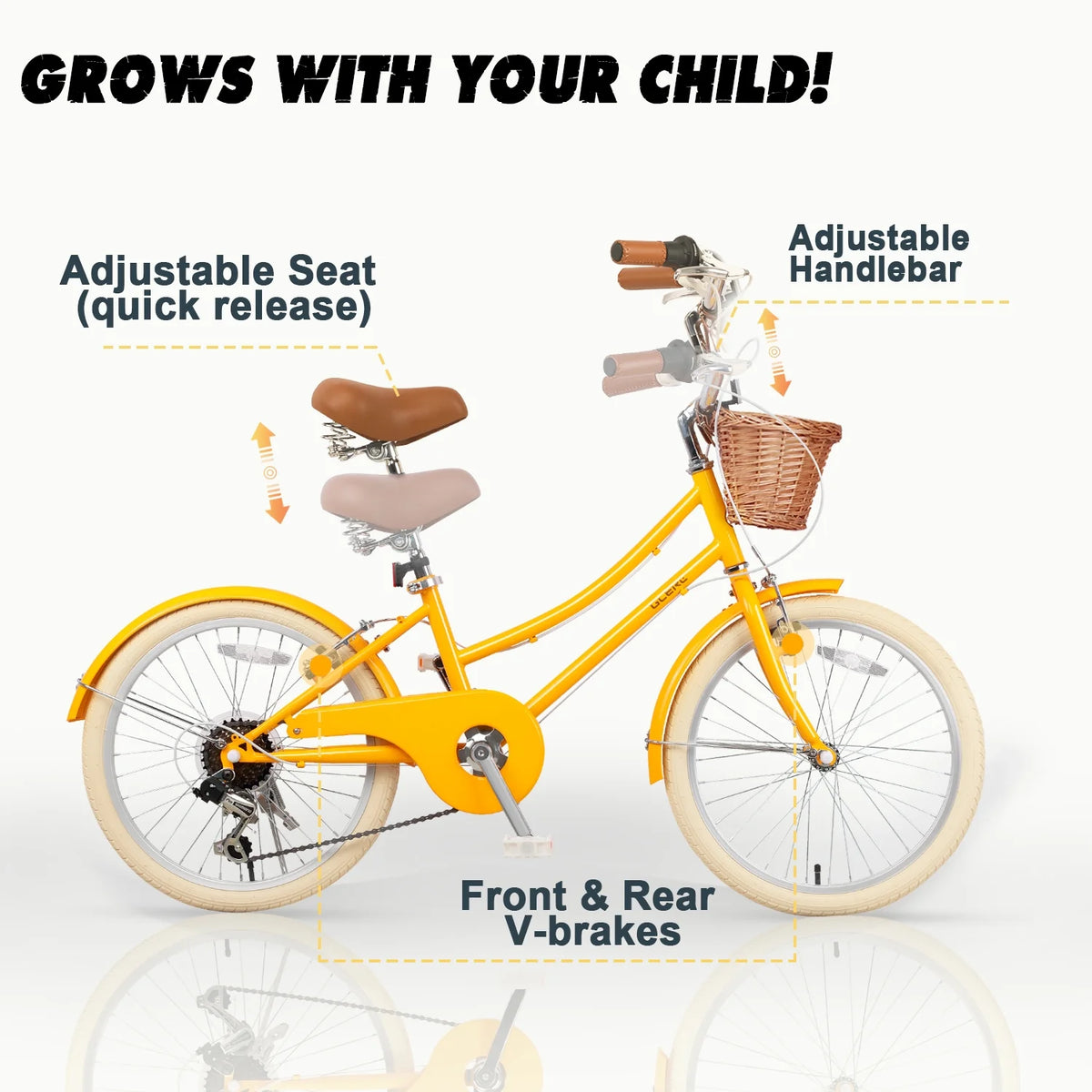 Glerc Missy 24" Girls Cruiser Bike 6-Speed Women's Hybird Bicycle for Ages 7-11 Years, Mint Green