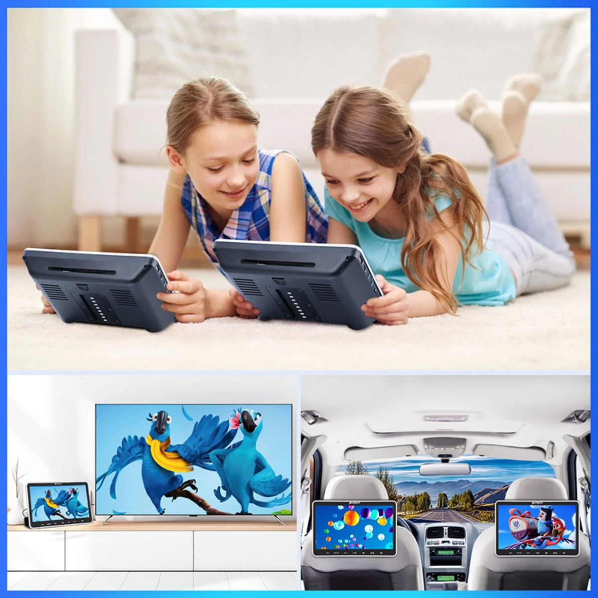 Pumpkin 10.1�?Dual Headrest DVD Players for Car with Headphones, 2 Mount Brackets HDMI Input Region Free Last Memory
