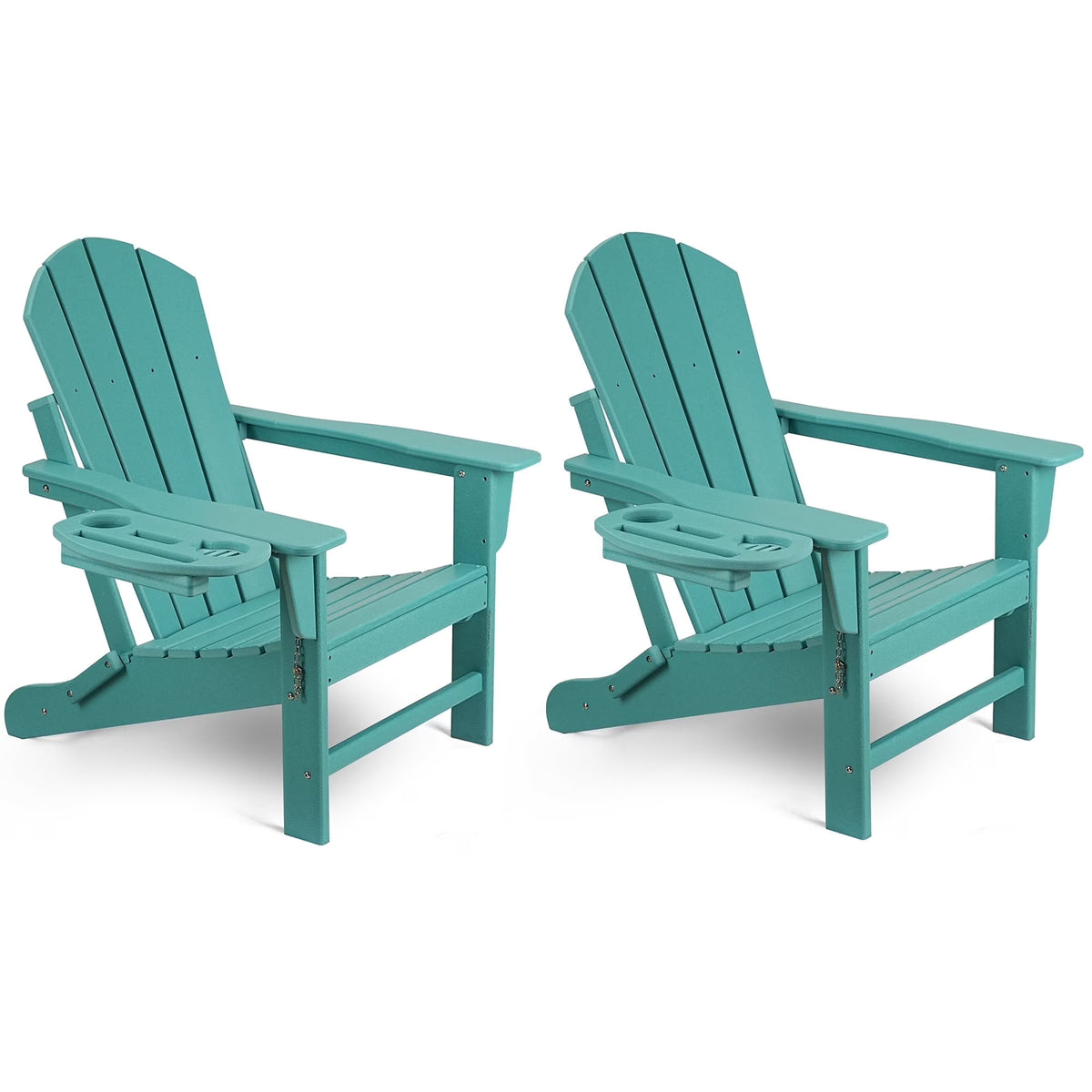 FOOWIN HDPE Plastic Adirondack Chairs Set of 4, Black