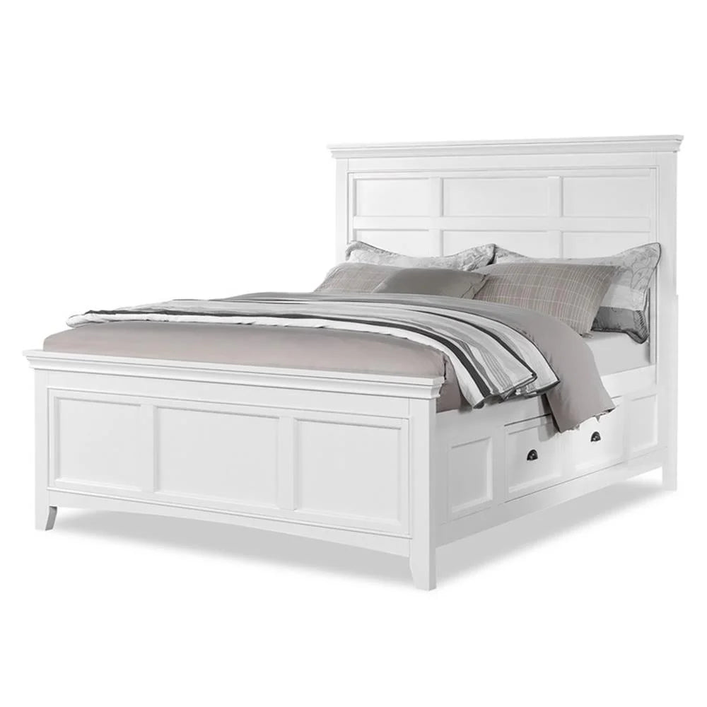 FOA Ender 5pc White Wood Bedroom Set - Full + 2 Nightstands + Dresser + Mirror