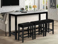 Modern Rectangular 4 Piece Console Table Set with Black Velvet Chairs