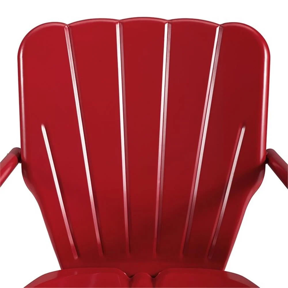 Crosley Ridgeland 2Pc Outdoor Metal Armchair Set - 2 Chairs-Color:Bright Red Gloss