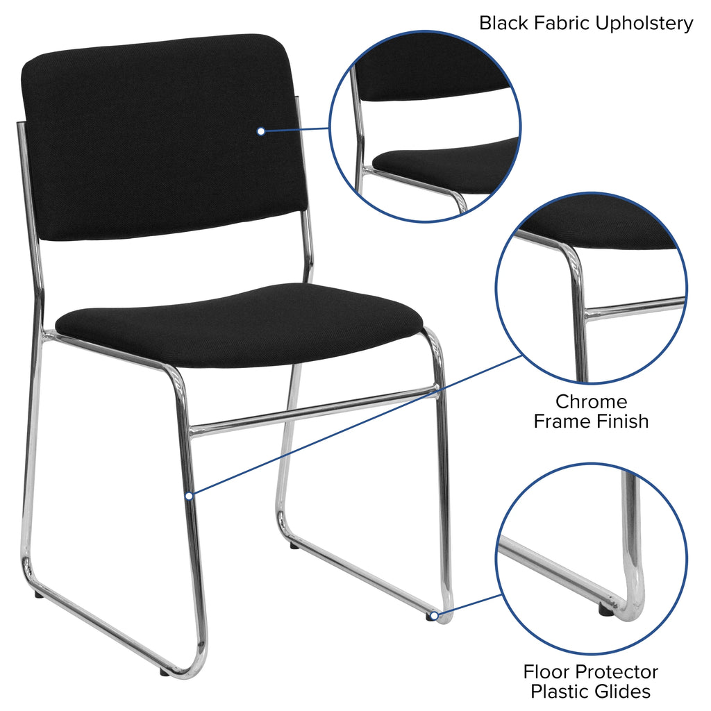 Flash Furniture Hercules Series Adult High-Density Vinyl Sled Base Stack Chairs, Set of 5, Black