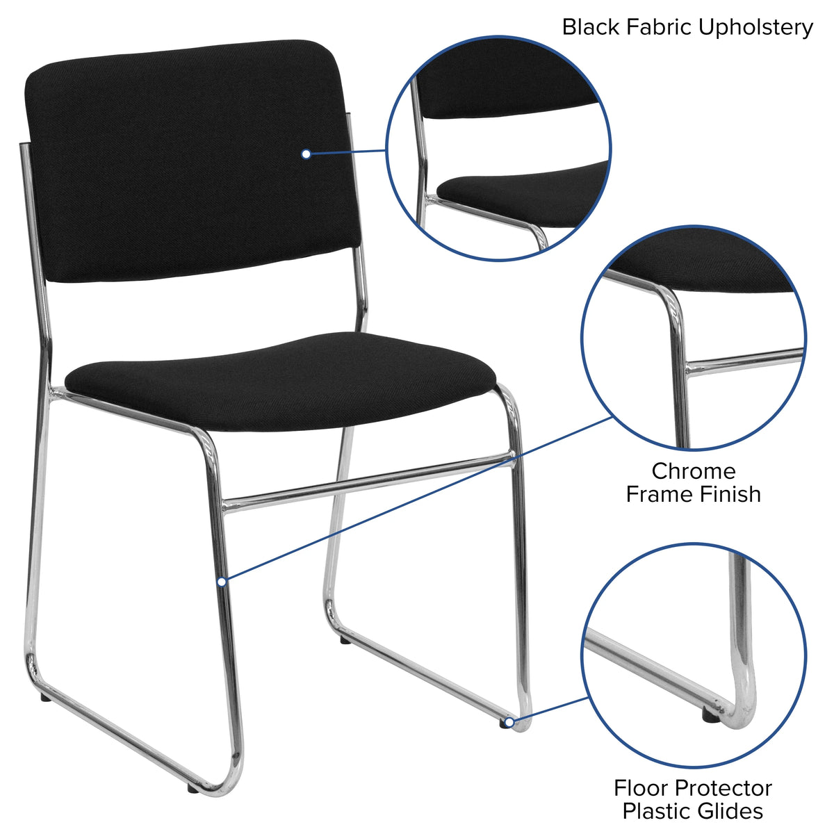 Flash Furniture Hercules Series Adult High-Density Vinyl Sled Base Stack Chairs, Set of 5, Black