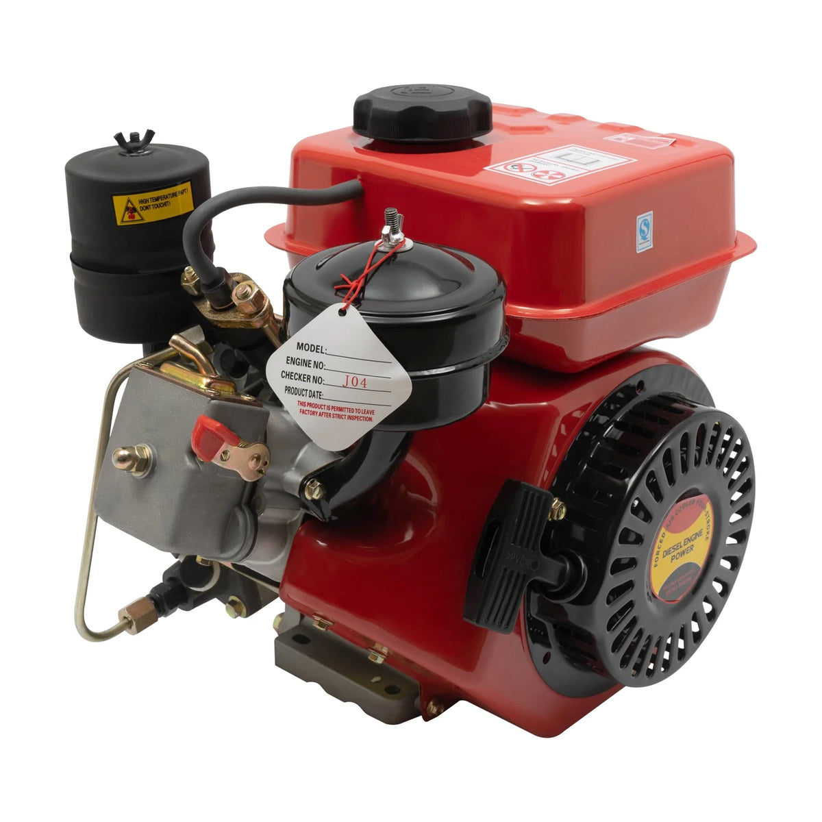 Peakora 4-Stroke 3-Horsepower Single-Cylinder Diesel Engine Recoil Start System Diesel Motor for Go Cart Mini Bike Chipper Log Splitter Lawn Mower Cement Mixer (Red)