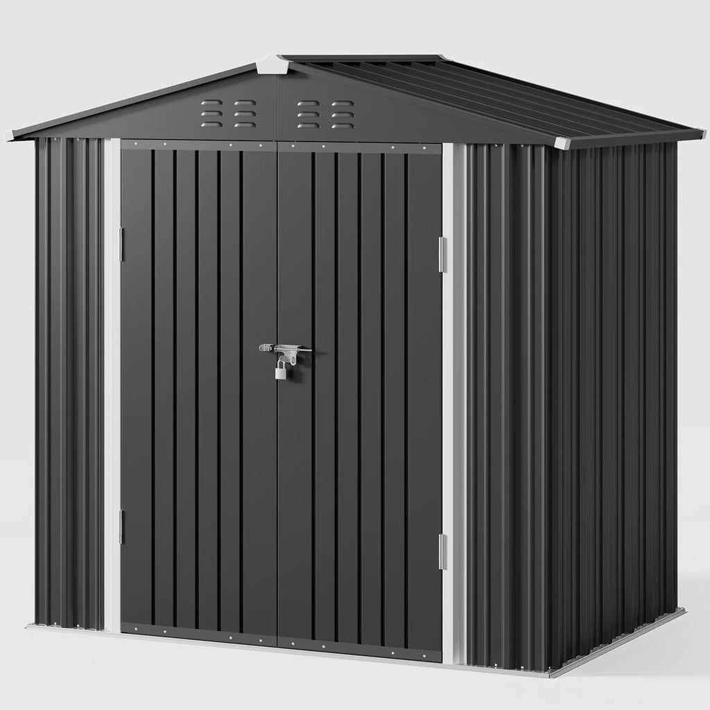 Lofka 6 x 4ft Shed and Outdoor Storage , Durable Metal Garden Shed  with Lockable Door, Weather-Resistant Steel Tool Shed for Backyard, Patio, Grey