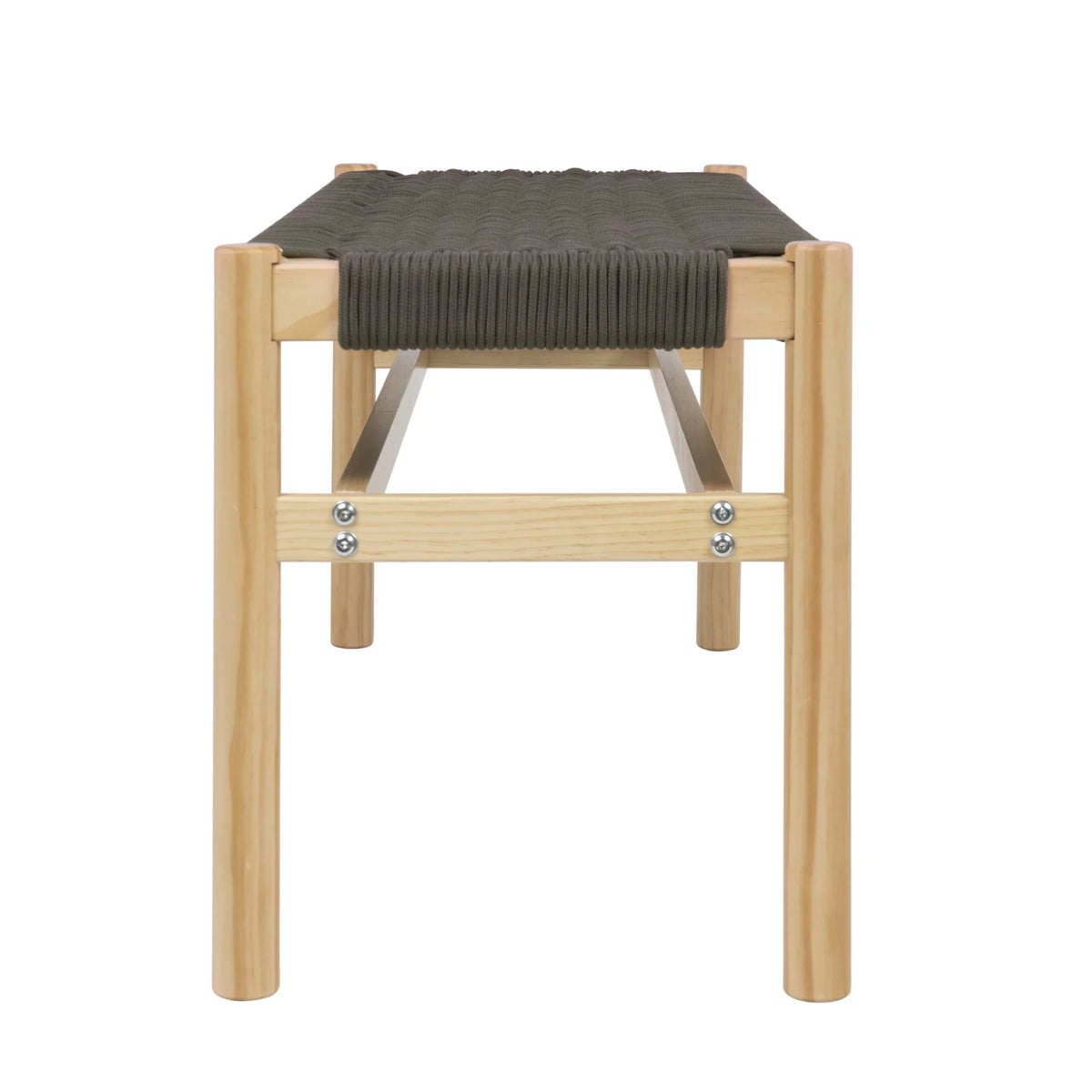 Main + Mesa Fernway Solid Wood and Woven Rope Entryway Bench, Moss Green