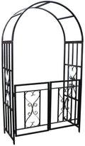 1.Go Garden 6'7" Black Steel Garden Arch with Gate, Supports Climbing Plants