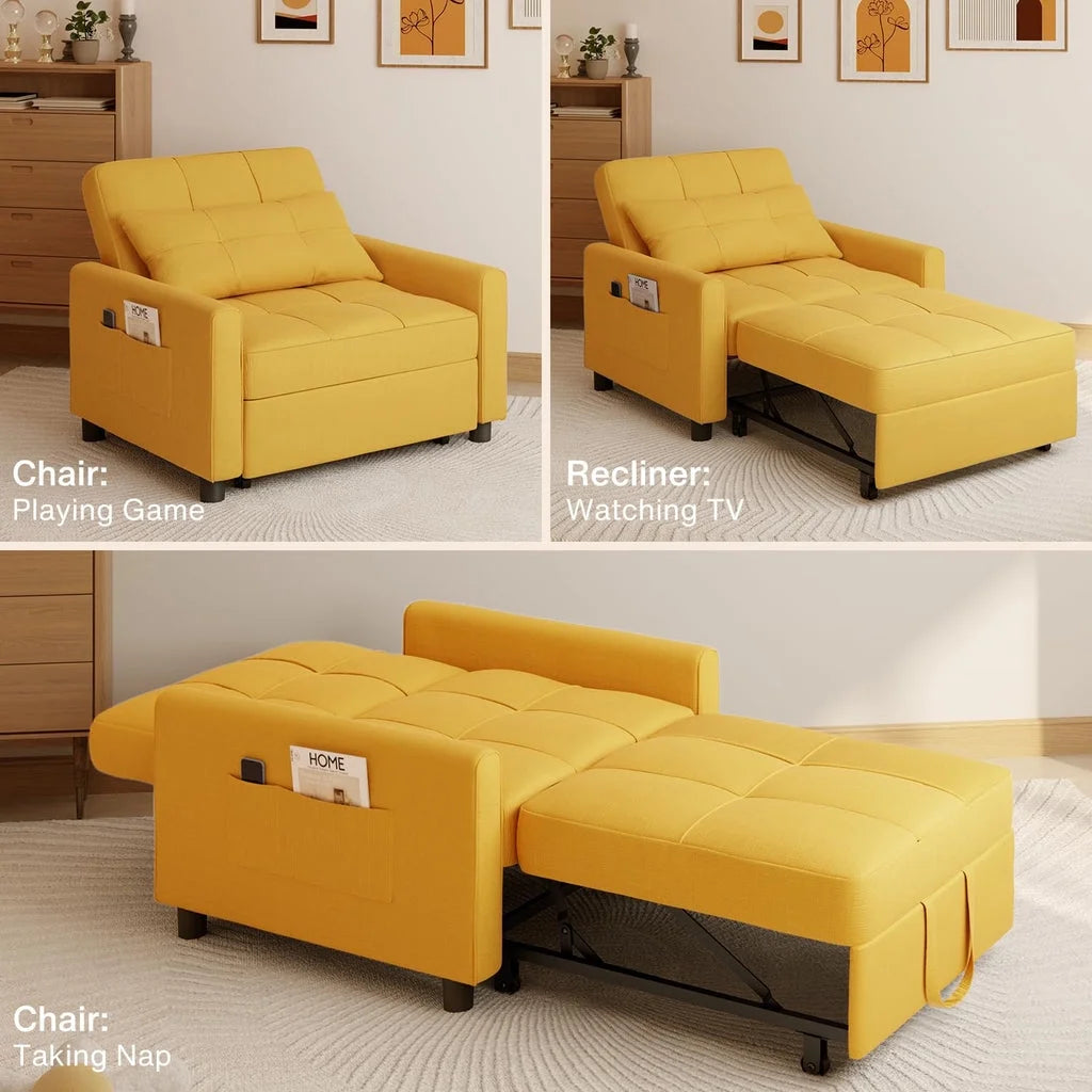 Convertible Sleeper Chair, Aiho 3-in-1 Convertible Sofa Bed Recliner Chair with Pull Out Couch - Dark Gray