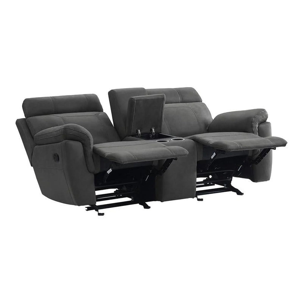 Lexicon Clifton 76" Microfiber Double Glider Reclining Love Seat in Gray