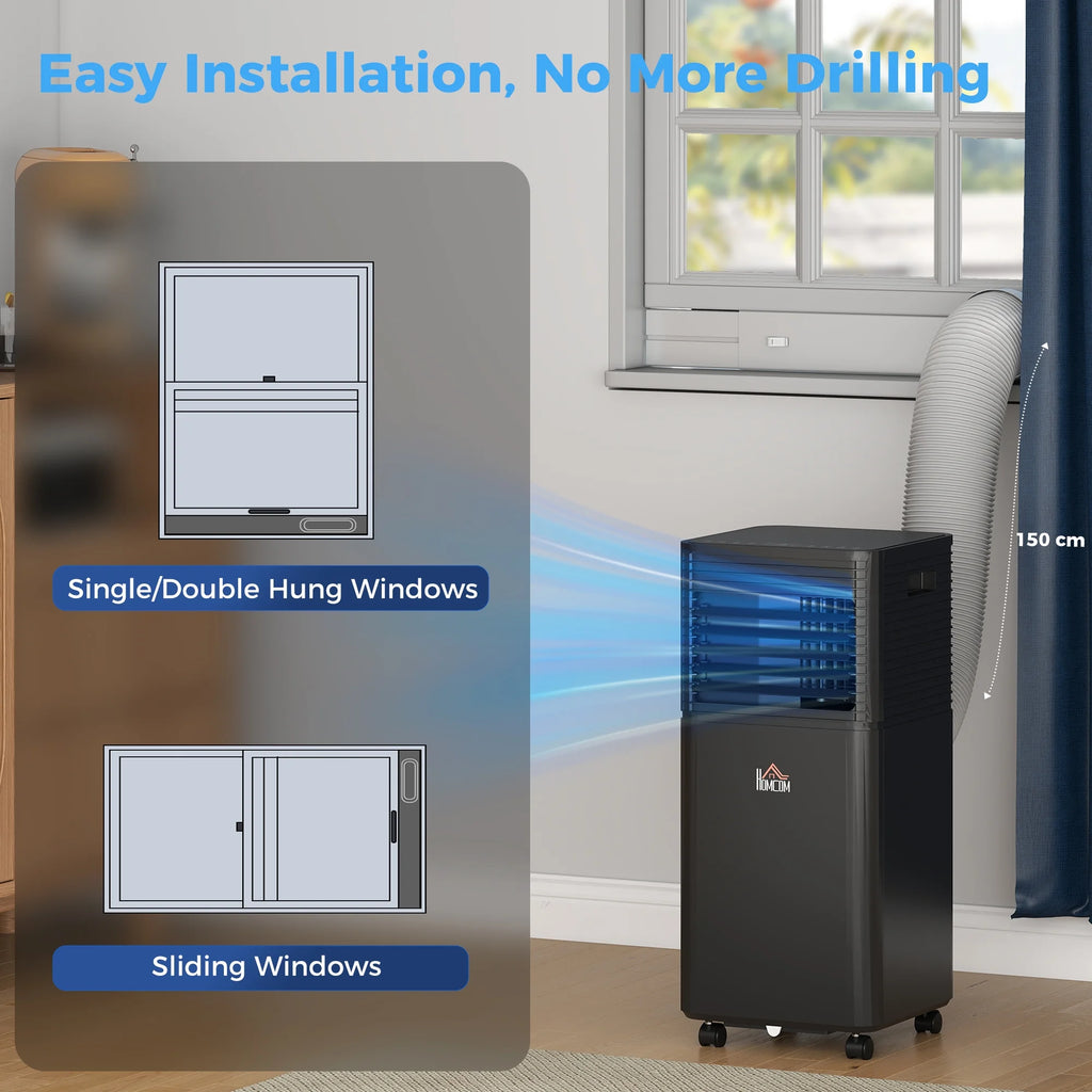 HOMCOM 8000 BTU Portable Air Conditioner with Remote, LED Display, 24H Timer, Black
