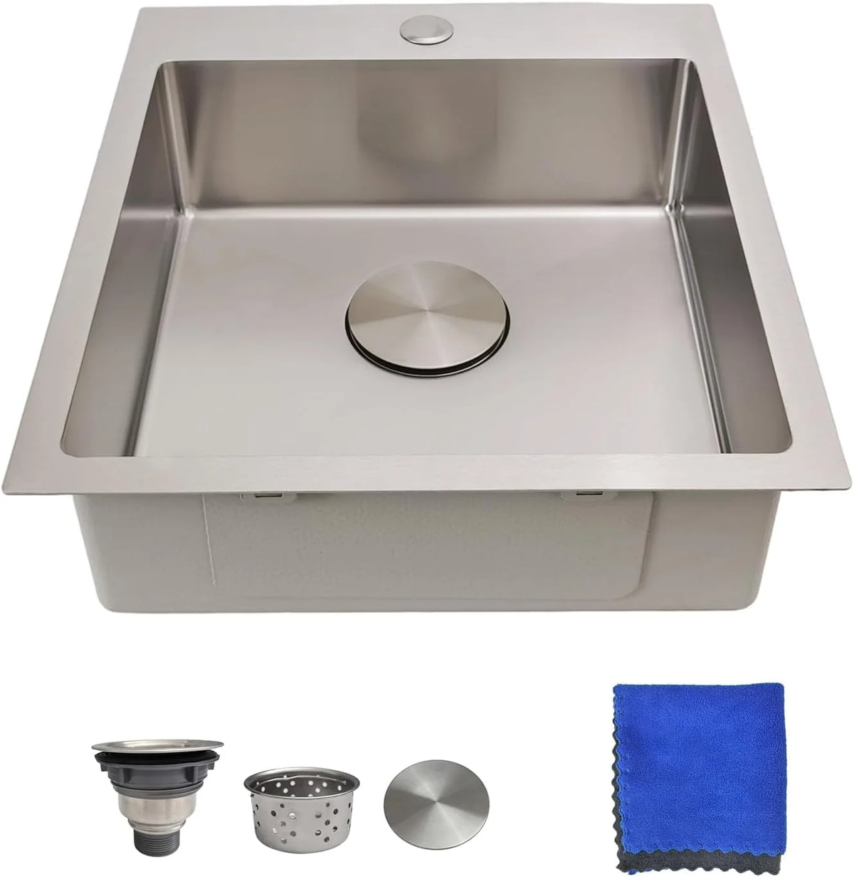 17 Inch Bar Sink Drop In �C  Small Kitchen Sink, Modern 18 Gauge Stainless Steel sink with Brushed Finish, 17"x19"x6" Single Bowl kitchen Sinks for RV, Prep, and Outdoor Use