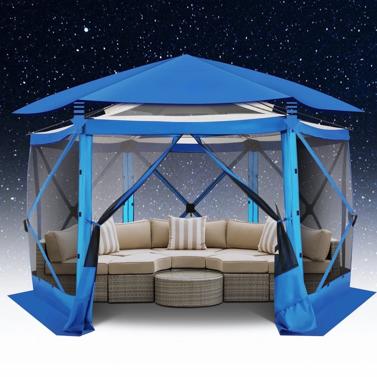HOTEEL 12x12 Portable Pop-Up Outdoor Camping Gazebo, Screen Tent with Mosquito Nettings, Waterproof, UV, Bite Proof, Removable top Glamping Canopy with Carry Bag, Gray