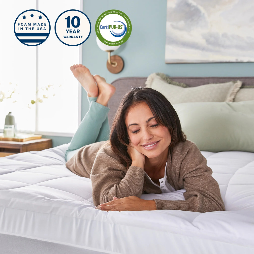 Sleep Innovations Memory Foam Mattress Topper, Queen, 4 Inch, Gel Dual Layer Plush