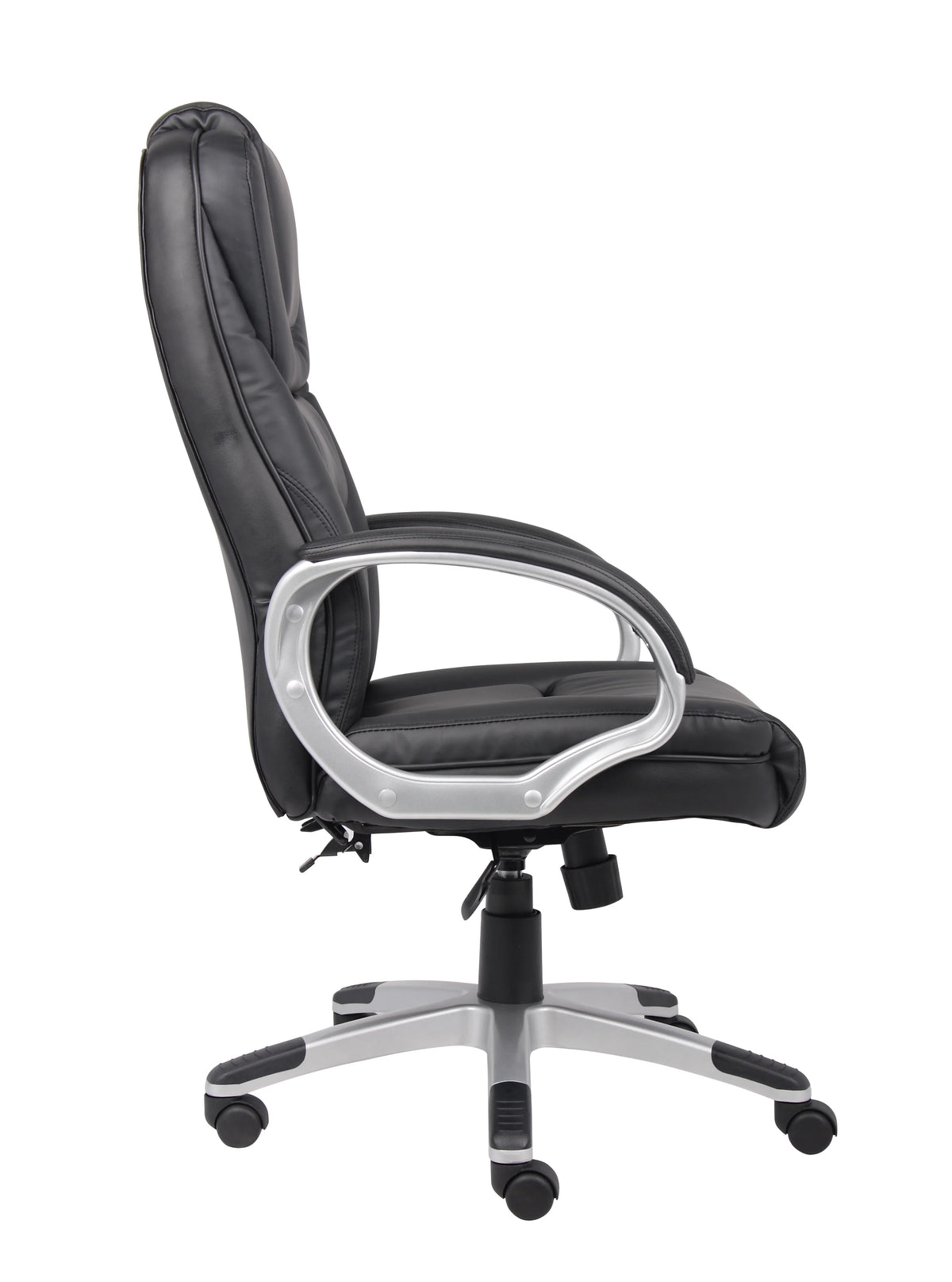 Boss Office Products LeatherPlus Executive Chair with Casters, Black
