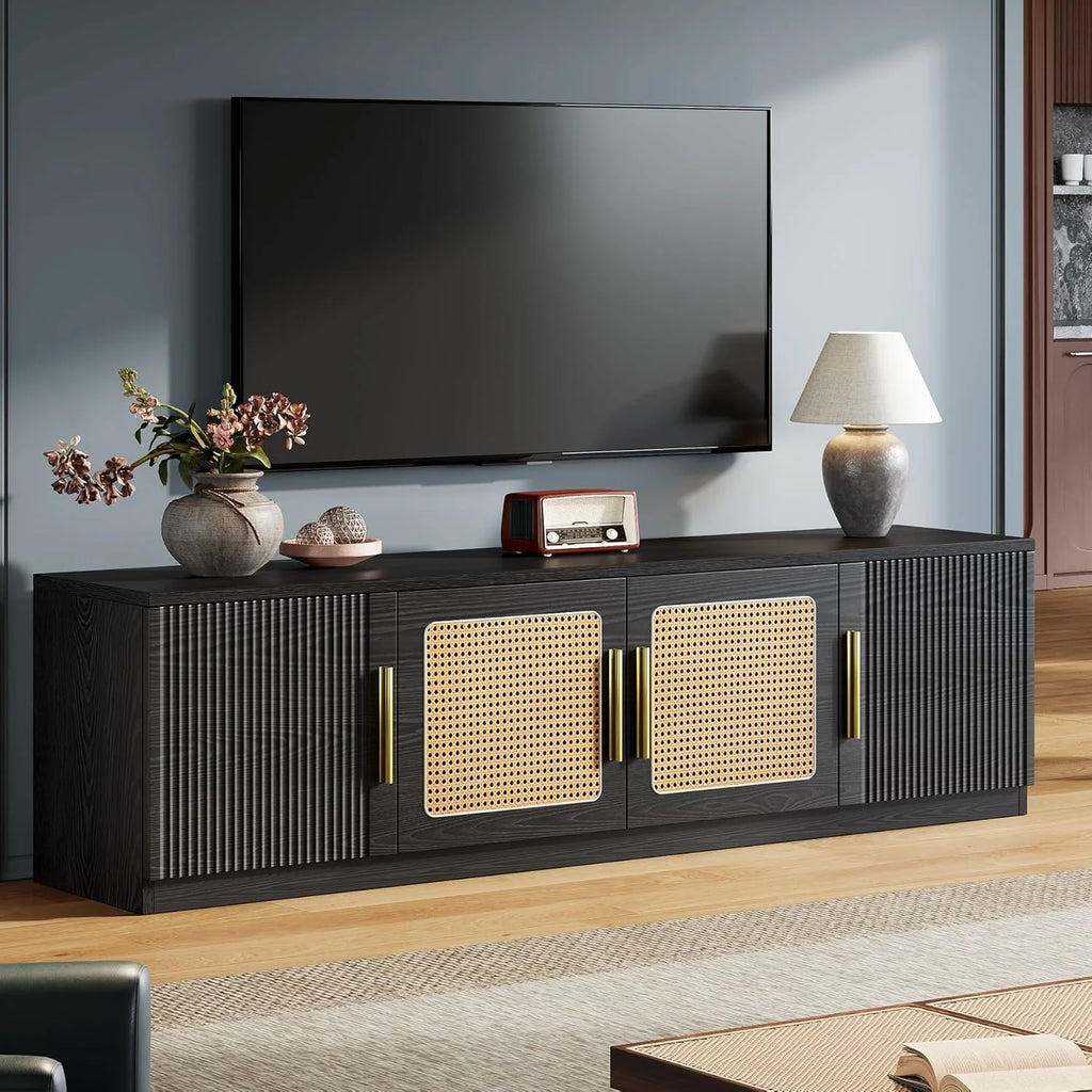 Tribesigns 70.9" TV Stand for Living Room, Mid Century Modern Entertainment Center with 6-Tier Storage Shelf