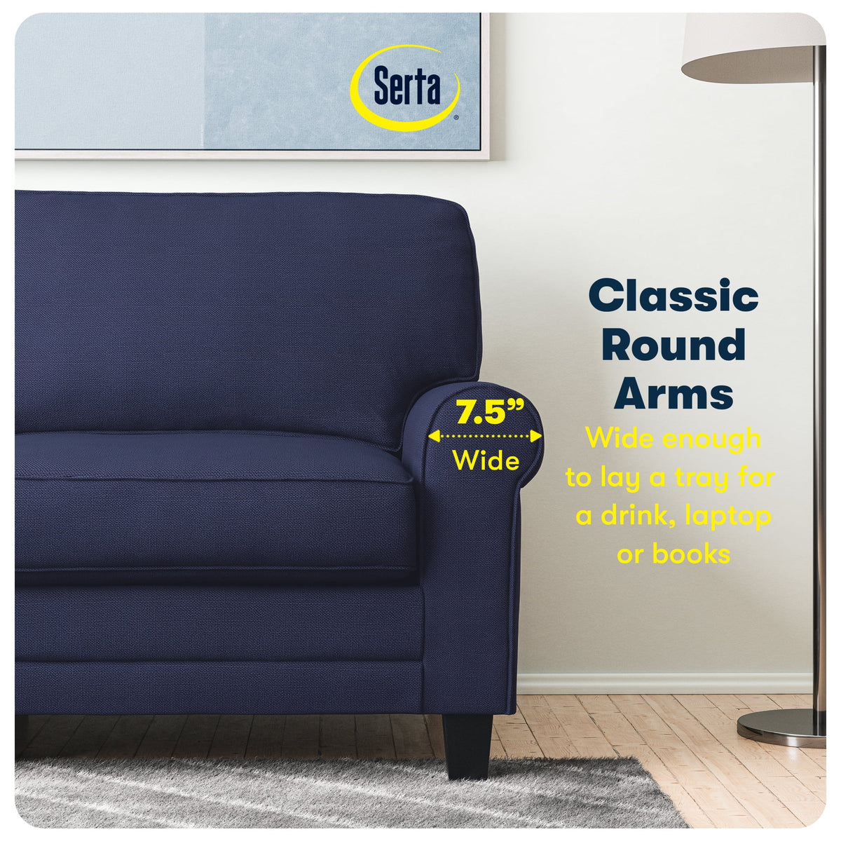Serta Copenhagen 78" Rolled Arm Sofa with Removable Covers Dark Brown