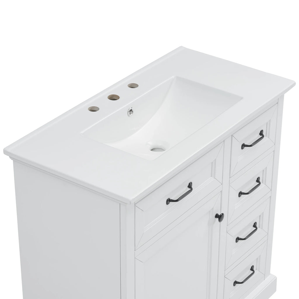 Christopher Knight Home 36" Bathroom Vanity with Sink, Tip-out Drawers, Soft-Close Doors, Grey