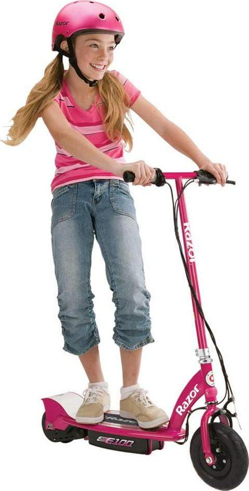 Razor E100 Electric Scooter - Pink. Air-filled Front Tire. up to 10 mph. for Child Age 8+