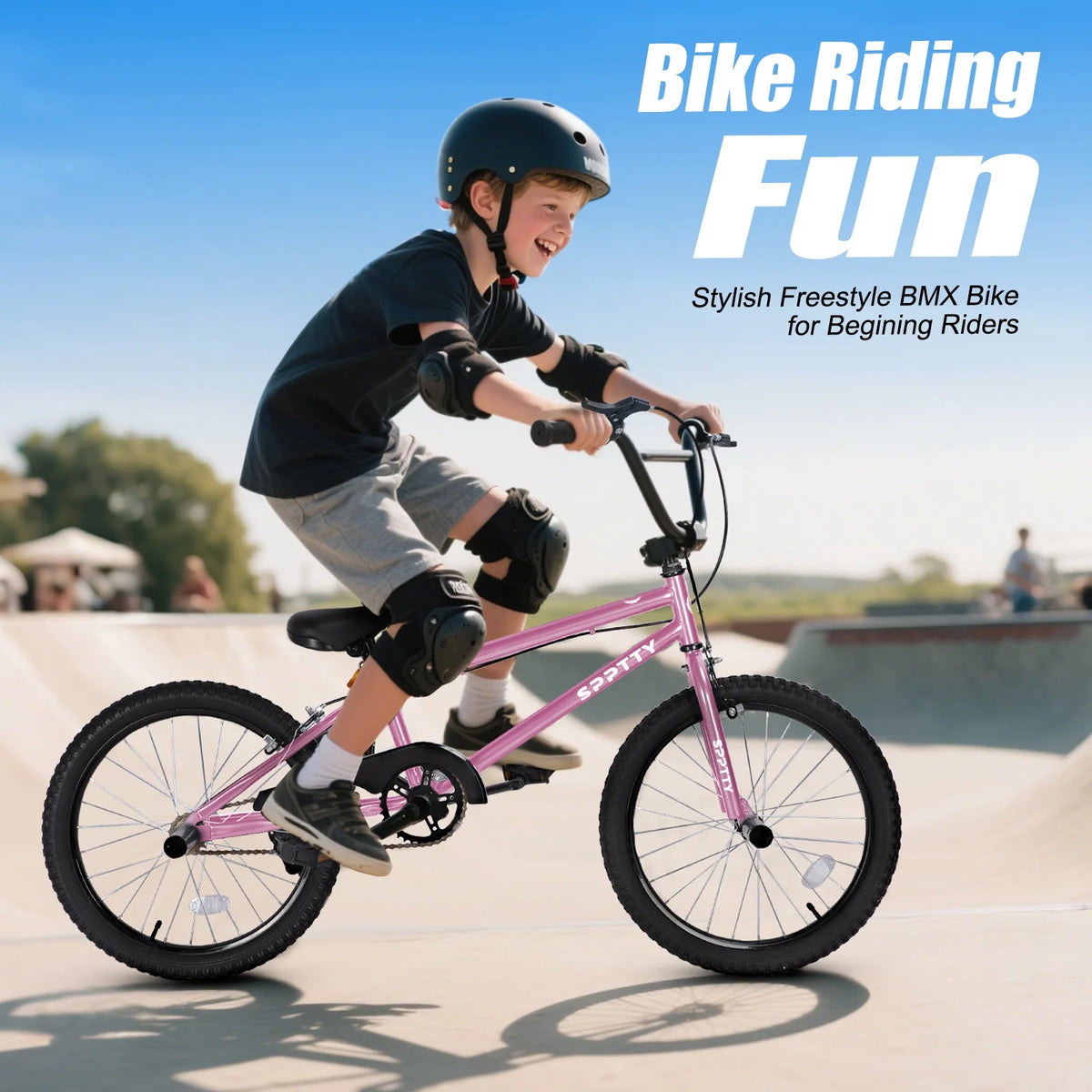 SPPTTY 20" Freestyle BMX Bike with 4 Pegs,Kids Bicycle for Teen Beginner, Age 7-14 Years,Multicolor