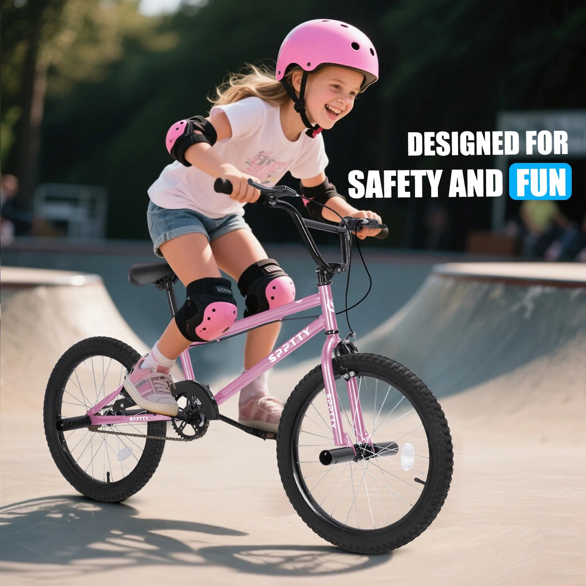 SPPTTY 20" Freestyle BMX Bike with 4 Pegs,Kids Bicycle for Teen Beginner, Age 7-14 Years,Multicolor