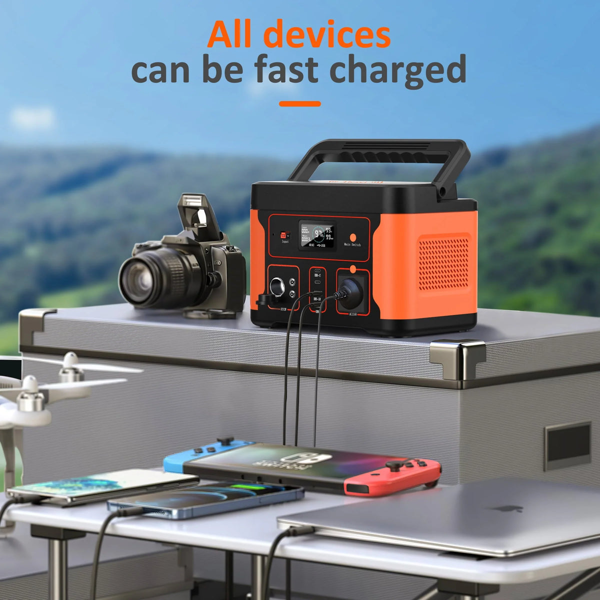 Tiexei D600 Portable Power Station 600W, 550Wh/172000mAh LiFePO4 Battery  Generator for Outdoor Camping