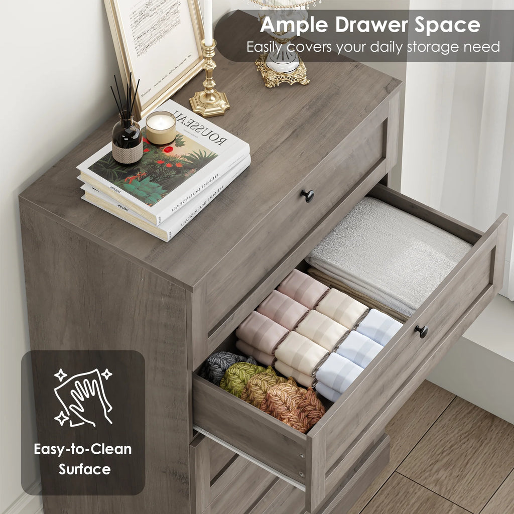 Homfa 5 Drawer White Bedroom Dresser, Modern Vertical Dresser Drawers Wood Organizer for Living Room Entryway Small Spaces