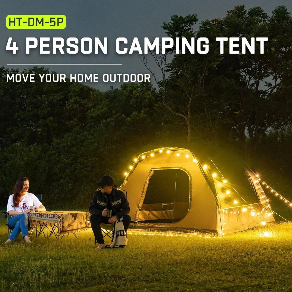 Camping Tent, 4 Person Dome Tents for Camping with Rainfly, Waterproof Clip Easy Setup Portable Family Tent with