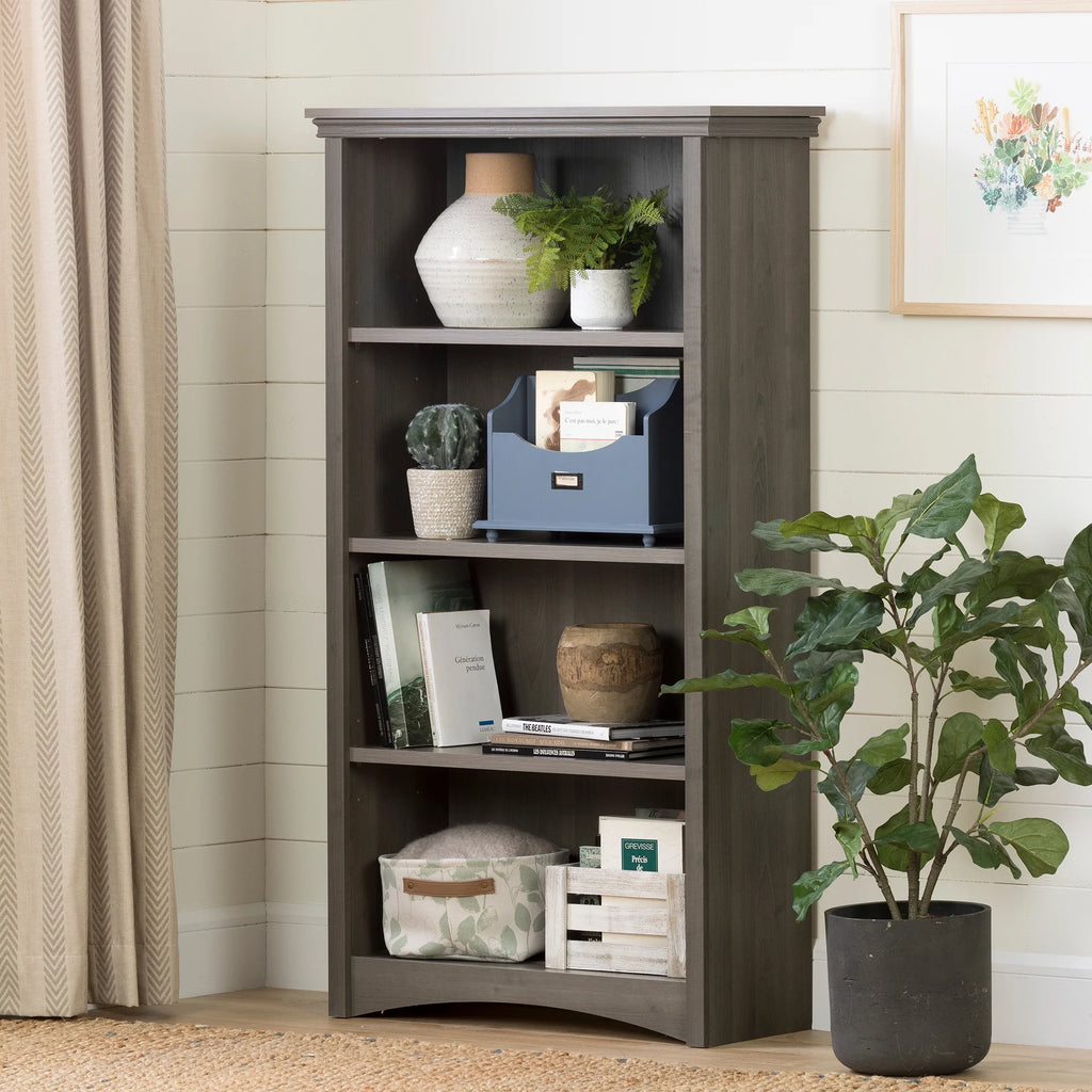 Gascony 4-Shelf Bookcase-Rubbed Black-South Shore