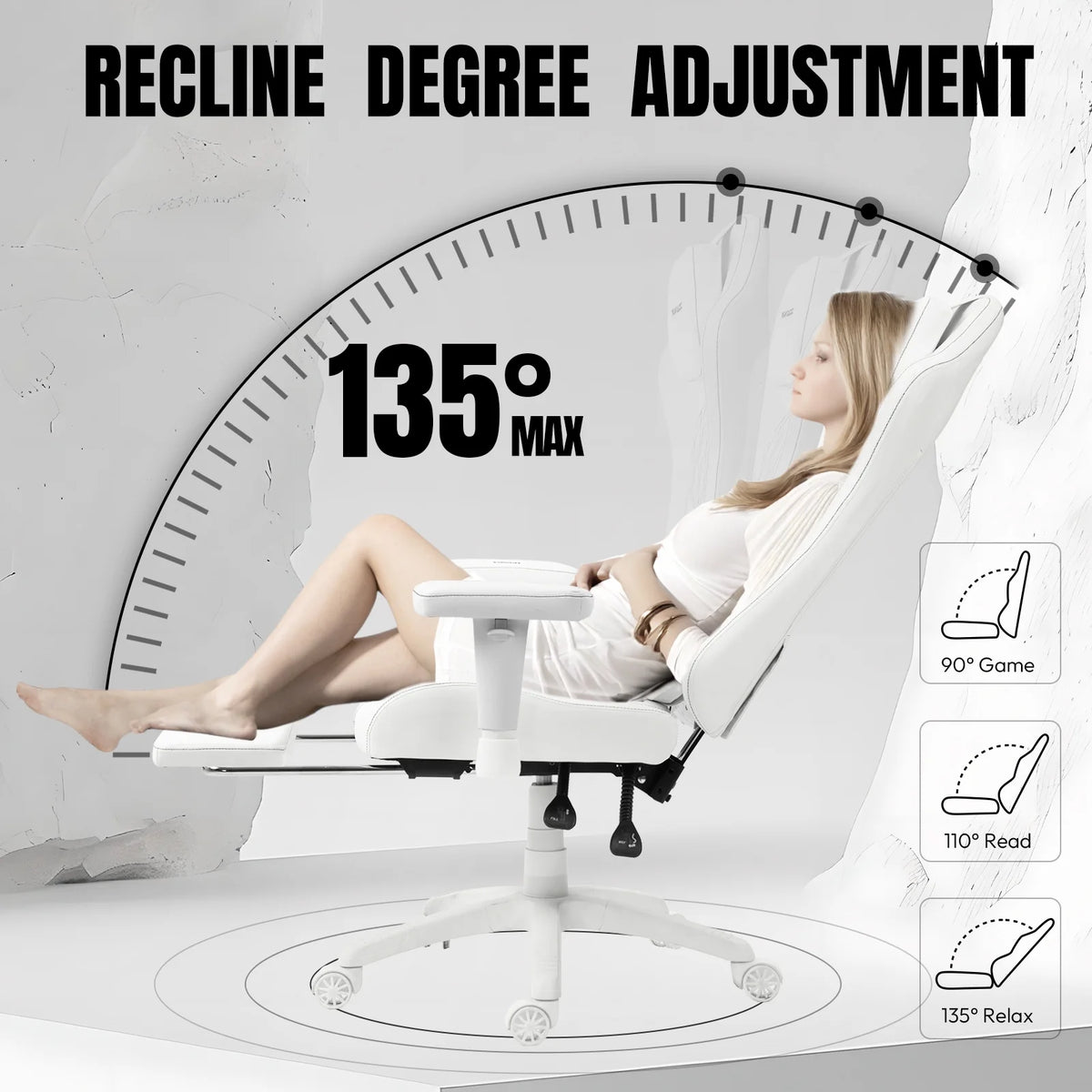 Dowinx Heated Massage Gaming Chair - Ergonomic Recliner with Pocket Spring Cushion, Adjustable Armrests & Footrest, Black-White
