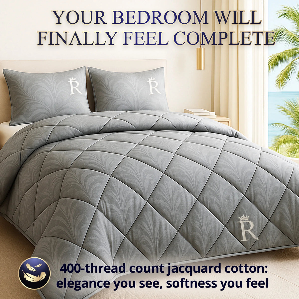 Royal Therapy Queen Size Comforter �C White Comforter, Down Alternative Bed Comforter, Fluffy Duvet Insert, Cool And Comfortable