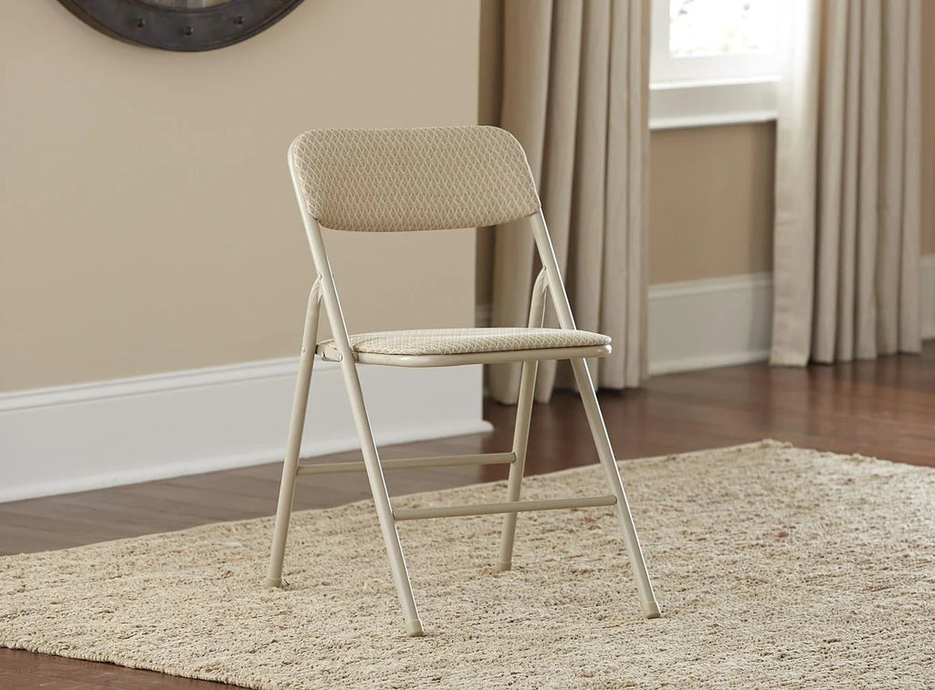 COSCO 5-Piece Folding Dining Set with Card Table and 4 Fabric Padded Chairs, Tan