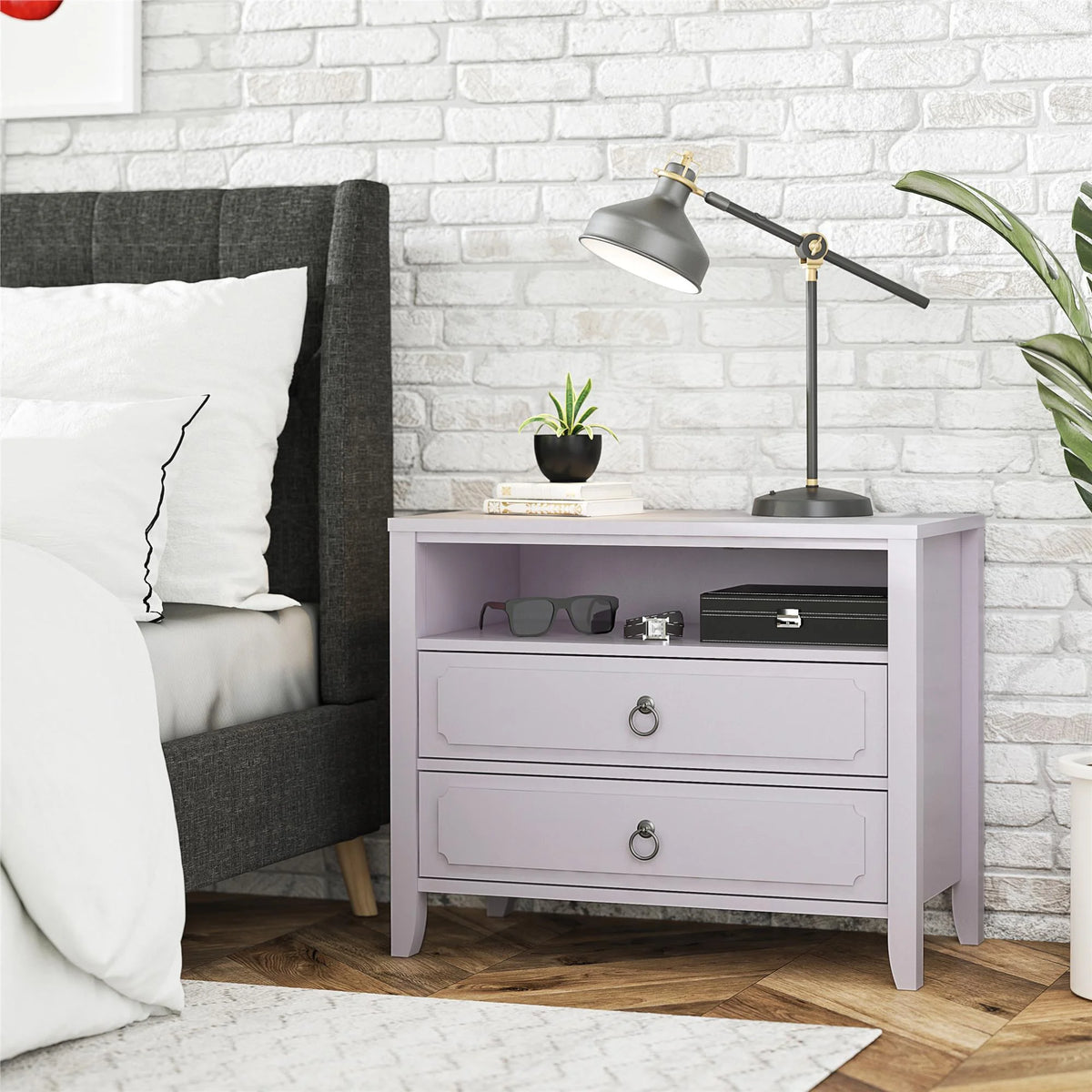 Her Majesty 2 Drawer Nightstand, Mustard Yellow