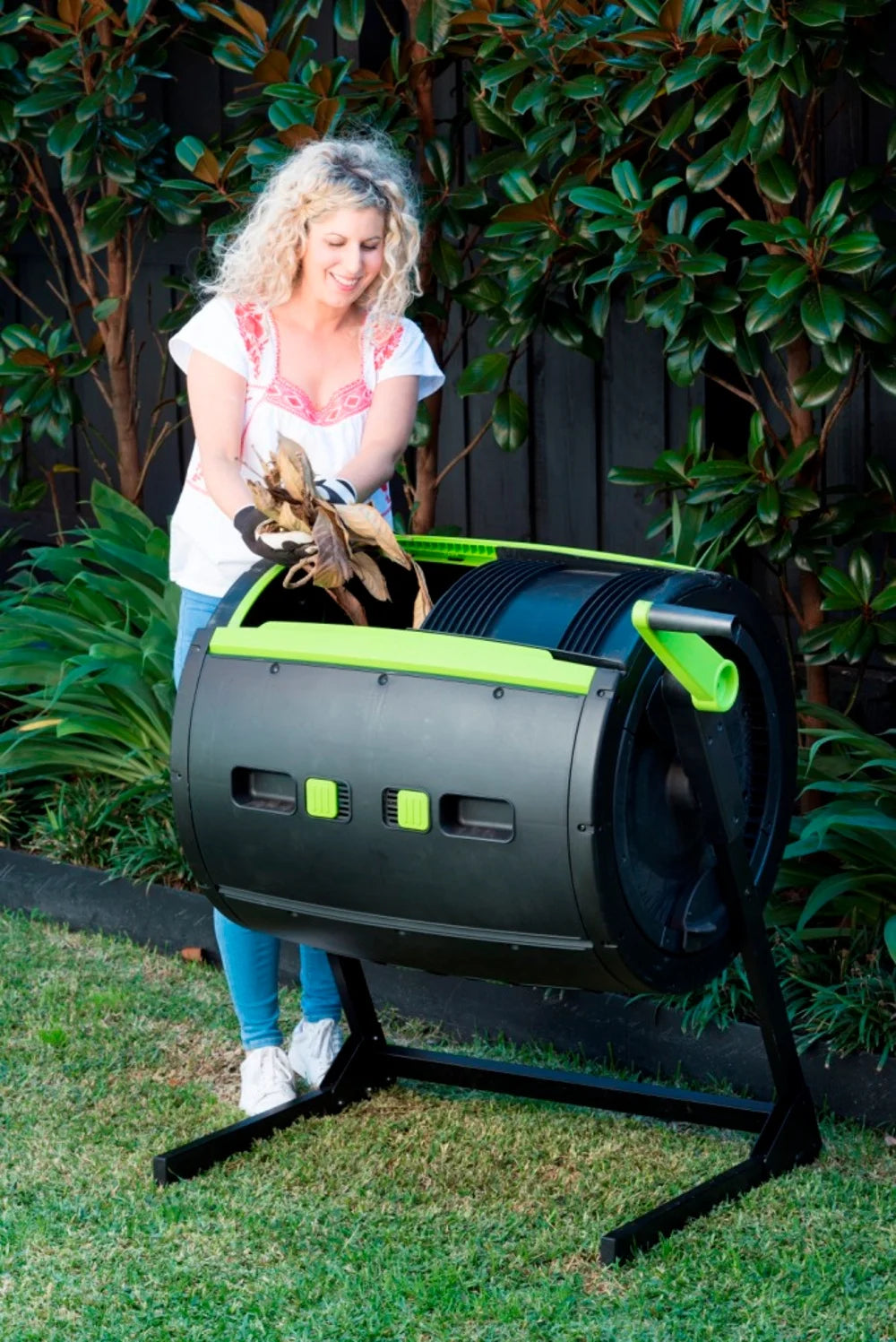 RSI 65 gal Black and Green Metal and Plastic Tumbling Composting Bin