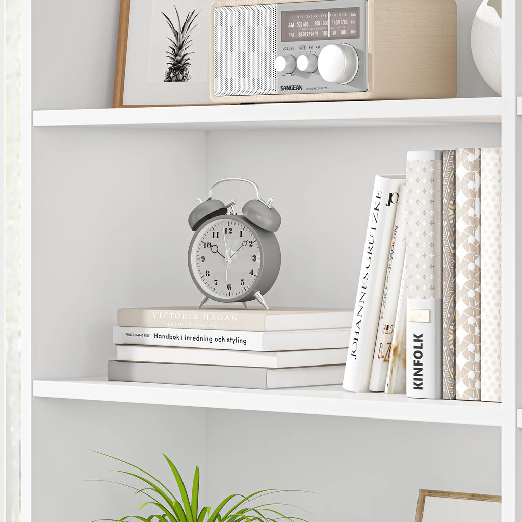Homfa 74.3�� Double Wide 6-Tier Bookcase, Extra Large Wooden Freestanding Display Bookshelf for Home Office Living Room, White