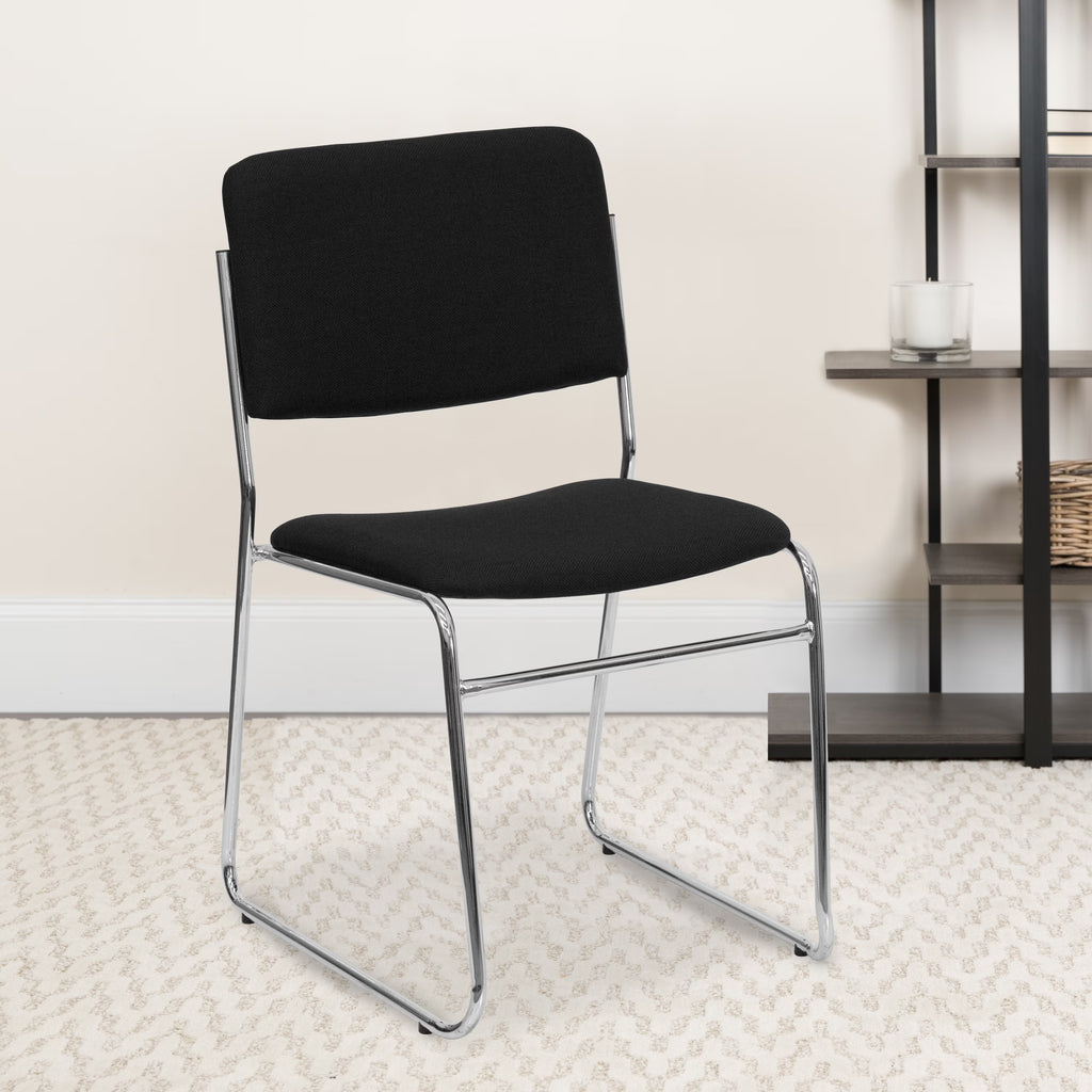 Flash Furniture Hercules Series Adult High-Density Vinyl Sled Base Stack Chairs, Set of 5, Black